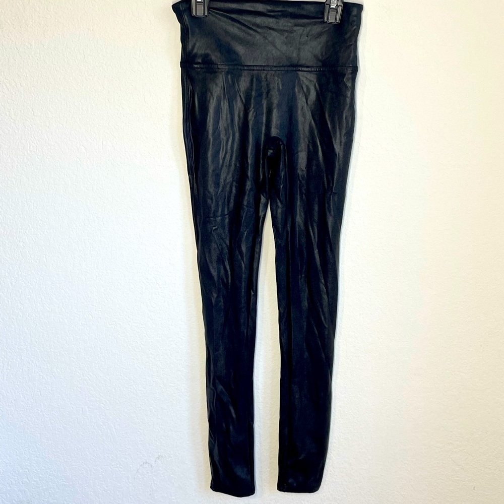 SPANX small black faux leather leggings